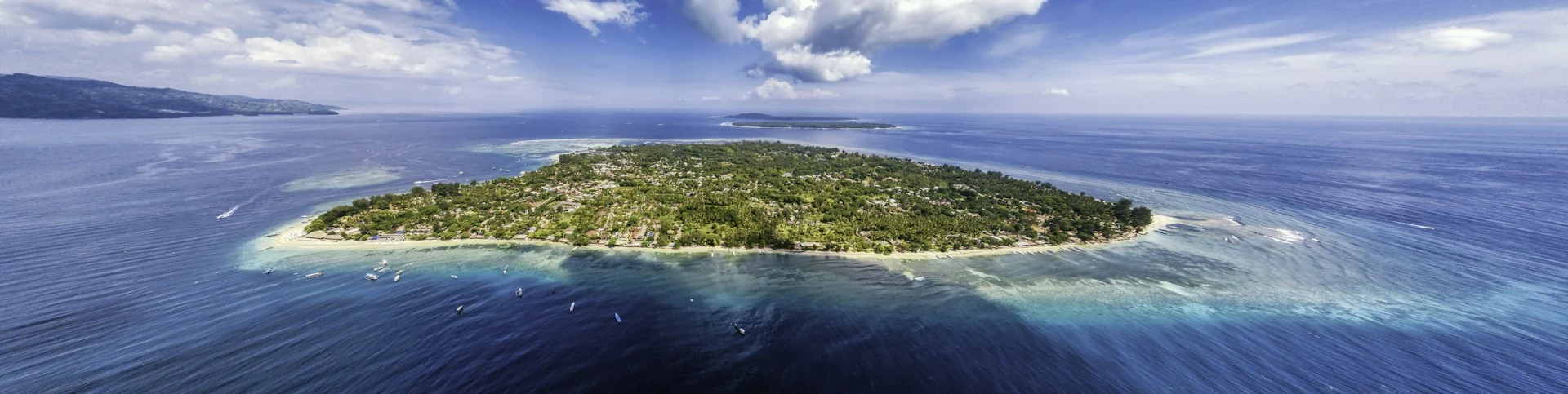 Aerial view of Gili Air with the neighbouring Gili islands