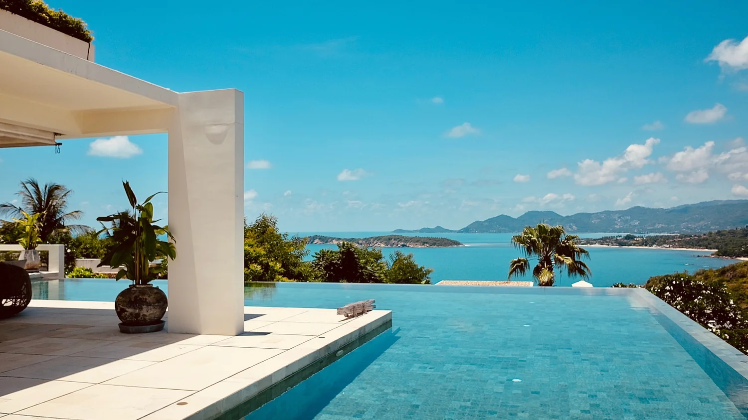 An infinity pool overlooking the coast