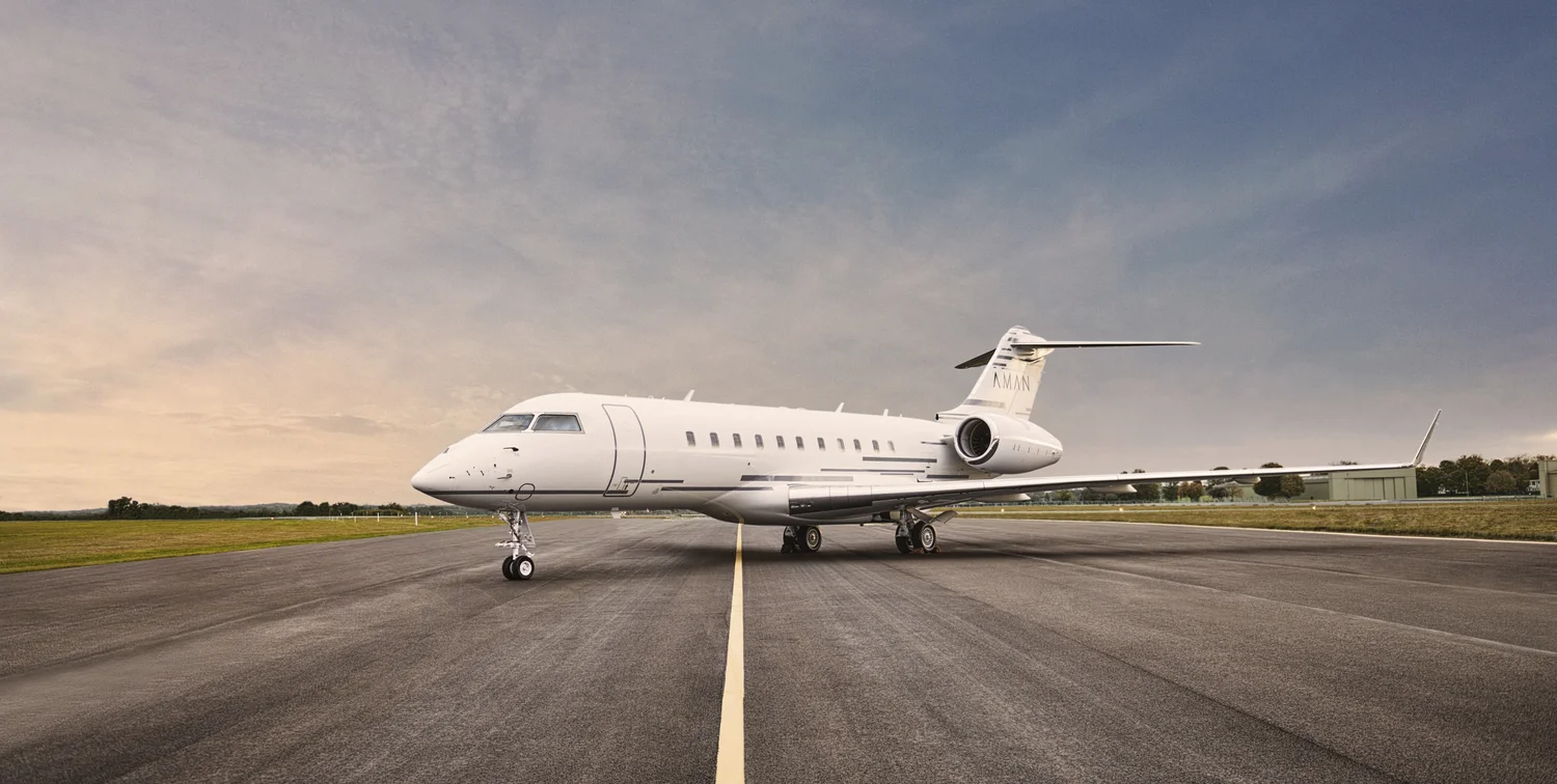 Private jet on an airport runway